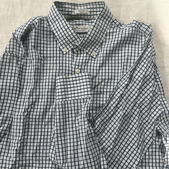 Peter Millar Crown Soft Blue Windowpane Performance button-up, XL - Picture 4 of 4